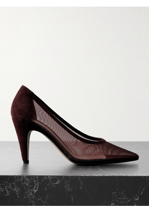 Gianvito Rossi - Rete 85 Suede-trimmed Mesh Pumps - Brown - IT36,IT36.5,IT37,IT37.5,IT38,IT38.5,IT39,IT39.5,IT40,IT40.5,IT41,IT41.5,IT42