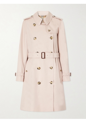 Burberry - Kensington Double-breasted Belted Cotton-gabardine Trench Coat - Pink - UK 4,UK 6,UK 8,UK 10,UK 12,UK 14,UK 16,UK 18