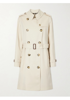 Burberry - Kensington Double-breasted Belted Cotton-gabardine Trench Coat - Neutrals - UK 2,UK 4,UK 6,UK 8,UK 10,UK 12,UK 14,UK 16