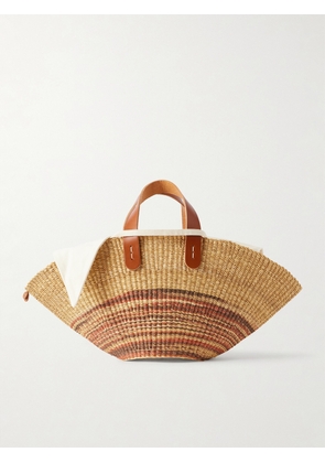 MUUÑ - Pacha Striped Leather-trimmed Raffia Tote - Neutrals - One size