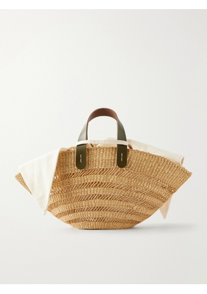 MUUÑ - Chantelle Leather-trimmed Raffia Tote - Neutrals - One size