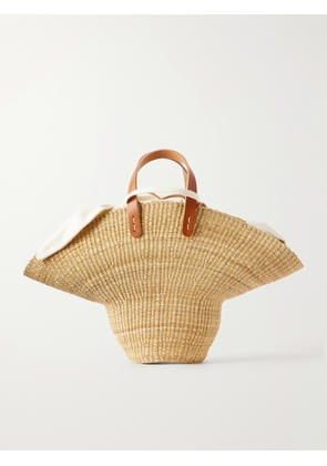 MUUÑ - Signora Leather-trimmed Raffia Tote - Neutrals - One size