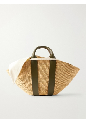 MUUÑ - Sophie Leather-trimmed Raffia Tote - Neutrals - One size