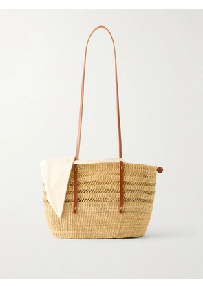 MUUÑ - Bicro M Leather-trimmed Woven Straw Tote - Neutrals - One size