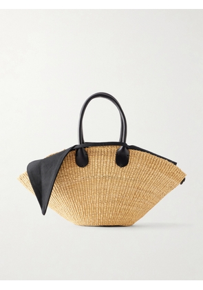 MUUÑ - Sophia Leather-trimmed Raffia Tote - Neutrals - One size