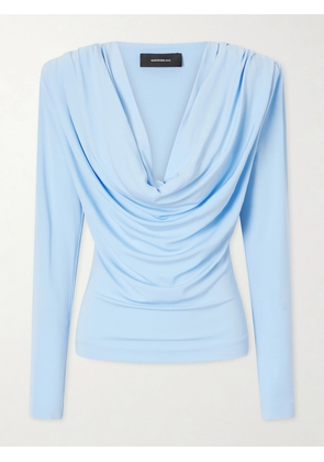 WARDROBE.NYC - Draped Crepe-jersey Top - Blue - xx small,x small,small,medium,large,x large