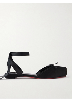 Christian Louboutin - Cassia Bow-detailed Grosgrain-trimmed Satin Flats - Black - IT35,IT36,IT36.5,IT37,IT37.5,IT38,IT38.5,IT39,IT39.5,IT40,IT40.5,IT41,IT41.5,IT42