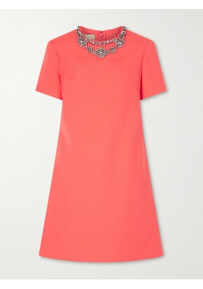 Valentino Garavani - Crystal-embellished Wool And Silk-blend Crepe Mini Dress - Orange - IT36,IT38,IT40,IT42,IT44,IT46