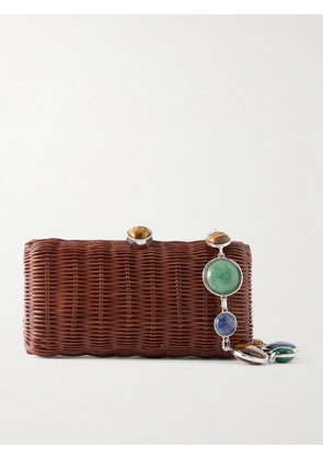 Judith Leiber Couture - Poppy Basket Embellished Raffia Clutch - Brown - One size