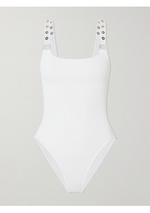Hunza G - Melody Embellished Original Crinkle™ Swimsuit - White - One size