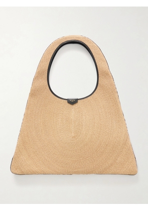 Alaïa - Leather-trimmed Paper Straw Shoulder Bag - Brown - One size