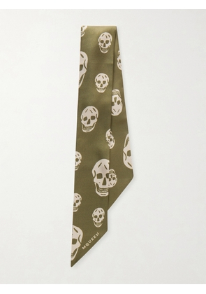 MCQUEEN - Printed Silk-twill Scarf - Green - One size