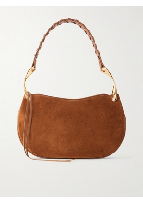 MCQUEEN - Wishbone Leather-trimmed Suede Shoulder Bag - Brown - One size