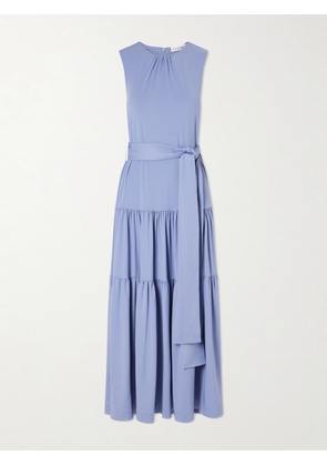 Altuzarra - Liza Belted Tiered Gathered Jersey Maxi Dress - Blue - FR 34,FR 36,FR 38,FR 40,FR 42,FR 44,FR 46