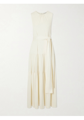 Altuzarra - Liza Belted Tiered Gathered Jersey Maxi Dress - Neutrals - FR 34,FR 36,FR 38,FR 40,FR 42,FR 44,FR 46