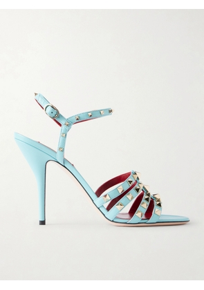 Valentino Garavani - Valentino Garavani Rockstud Embellished Leather Sandals - Blue - IT35,IT36,IT37,IT38,IT39,IT39.5,IT40,IT41