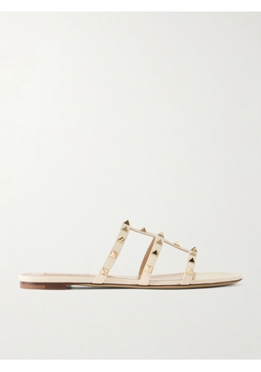Valentino Garavani - Valentino Garavani Rockstud Embellished Leather Sandals - Neutrals - IT36,IT37,IT37.5,IT38,IT38.5,IT39,IT39.5,IT40,IT41,IT42