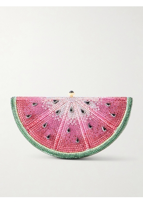 Judith Leiber Couture - Watermelon Slice Crystal-embellished Gold-tone Clutch - Pink - One size