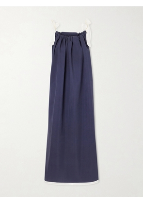 Les Vacances D’Irina - Two-tone Cotton-poplin Maxi Dress - Blue - x small,small,medium,large