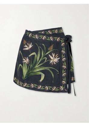 Agua by Agua Bendita - Luna Azucar Floral-print Self-tie Linen Pareo - Blue - XS/S,M/L,L/XL
