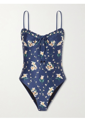 Agua by Agua Bendita - Ebano Promesa Floral-print One-piece Swimsuit - Blue - x small,small,medium,large,x large