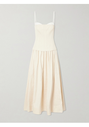 SIMKHAI - Quinlin Striped Satin Bustier Midi Dress - Neutrals - US00,US0,US2,US4,US6,US8,US10
