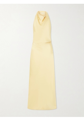 SIMKHAI - Reannon Draped Satin Halterneck Gown - Yellow - US0,US2,US4,US6,US8,US10