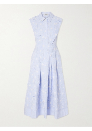 SIMKHAI - Neri Embroidered Striped Cotton-poplin Midi Dress - Pink - US00,US0,US2,US4,US6,US8,US10