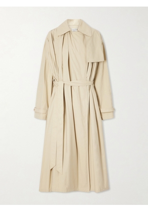 Calvin Klein Collection - Mireille Ruched Cotton-gabardine Trench Coat - Neutrals - IT36,IT38,IT40,IT42,IT44,IT46