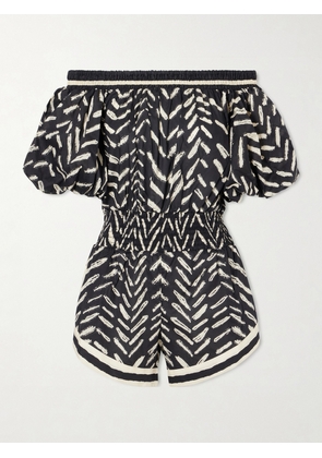 Johanna Ortiz - Water Hymn Printed Cotton-poplin Playsuit - Black - US0,US2,US4,US6,US8,US10,US12