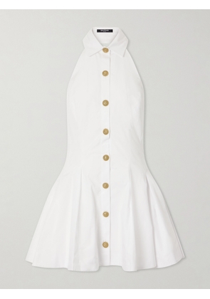 Balmain - Halterneck Cotton-poplin Mini Dress - White - FR 34,FR 36,FR 38,FR 40,FR 42