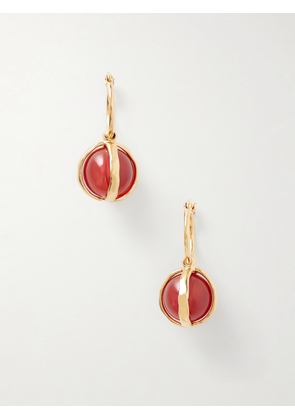 Jil Sander - Beaded Gold-tone Agate Earrings - Red - One size