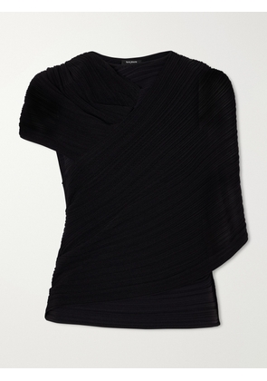 Balmain - Draped Ribbed Jersey Blouse - Black - FR 34,FR 36,FR 38,FR 40,FR 42