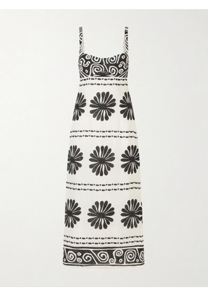 Cala de la Cruz - Nara Cutout Printed Linen Midi Dress - Neutrals - x small,small,medium,large,x large