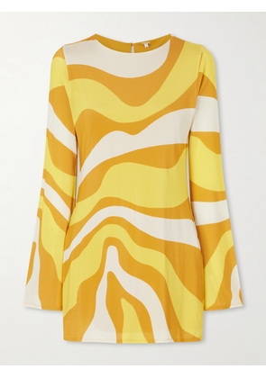Cala de la Cruz - Maisha Printed Jersey Mini Dress - Yellow - x small,small,medium,large,x large
