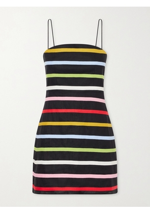 Cala de la Cruz - Roma Striped Linen Mini Dress - Black - x small,small,medium,large,x large
