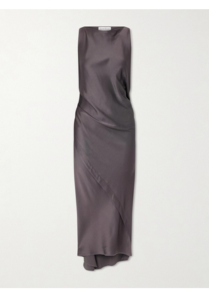 Victoria Beckham - Draped Satin Midi Dress - Brown - UK 4,UK 6,UK 8,UK 10,UK 12,UK 14