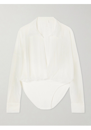 Norma Kamali - Oversized Boyfriend Mesh Bodysuit - White - xx small,x small,small,medium,large,x large