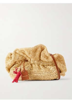 Aquazzura - Paradise Mini Leather-trimmed Raffia Bag - Neutrals - One size