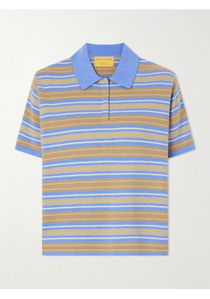 Guest In Residence - Striped Cotton And Cashmere-blend Polo T-shirt - Blue - x small,small,medium,large,x large