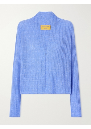 Guest In Residence - Stealth Ribbed Cashmere And Linen-blend Cardigan - Blue - x small,small,medium,large,x large