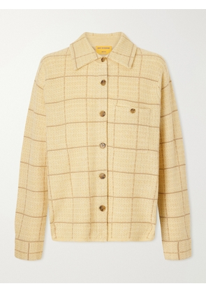 Guest In Residence - Dylan Checked Knitted Cashmere And Linen-blend Shirt - Yellow - x small,small,medium,large,x large