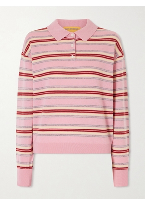 Guest In Residence - Collegiate Striped Cashmere Polo Sweater - Pink - x small,small,medium,large,x large
