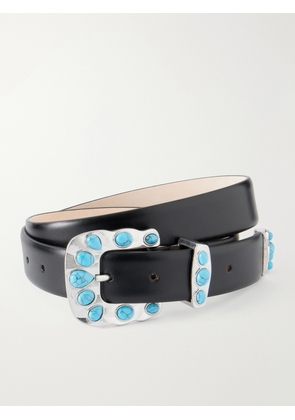 Déhanche - Juna Turquoise-embellished Leather Belt - Black - x small,small,medium,large,x large