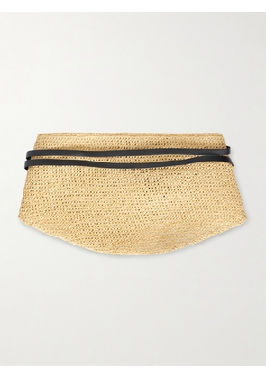 Déhanche - Undone Leather-trimmed Raffia Belt - Natural - One size