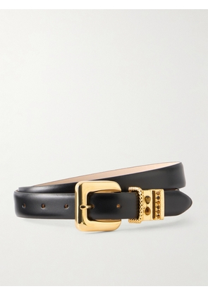 Déhanche - Mara Stone Tiger's Eye-embellished Leather Belt - Black - x small,small,medium,large,x large