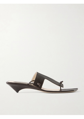 CHRISTEN - Edge T-strap 35 Lizard-effect Leather Sandals - Black - IT36,IT37,IT37.5,IT38,IT38.5,IT39,IT39.5,IT40,IT41,IT42