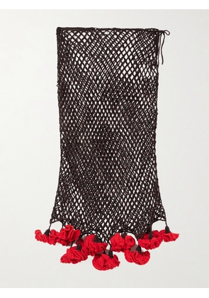 Alaïa - Embellished Crocheted Midi Skirt - Brown - FR 34,FR 36,FR 38,FR 40