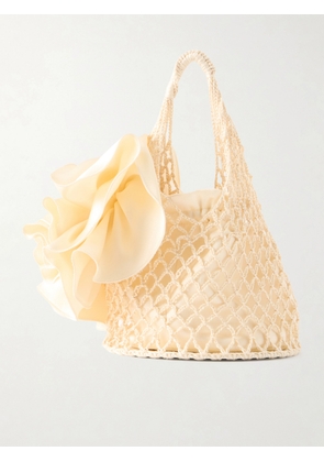 Magda Butrym - Devana Mini Leather-trimmed Silk And Cotton-blend Knitted Shoulder Bag - Neutrals - One size