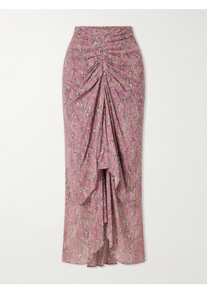 Veronica Beard - Sira Ruffled Floral-print Metallic Maxi Skirt - Pink - US0,US2,US4,US6,US8,US10,US12